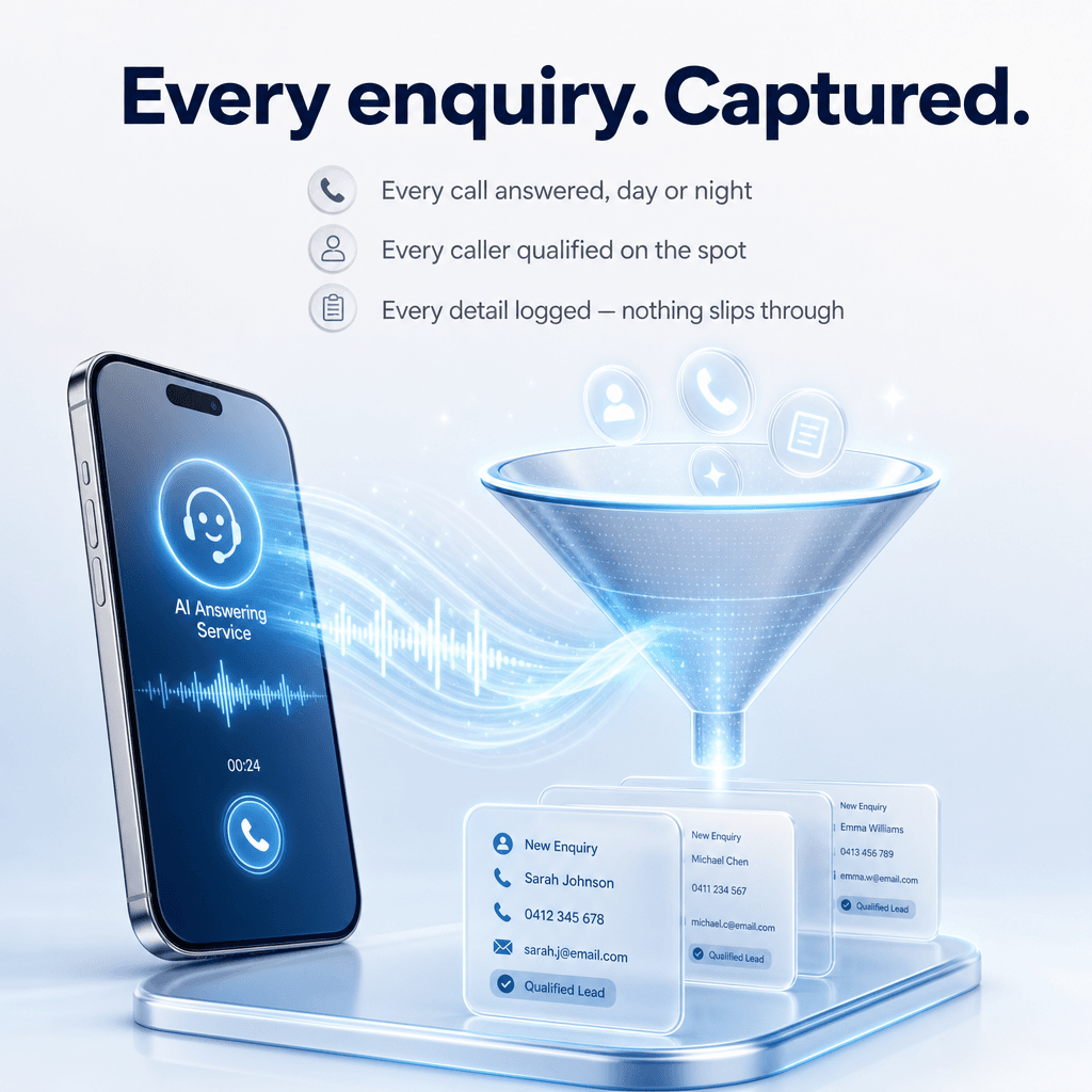 Every enquiry captured — calls answered, qualified and logged